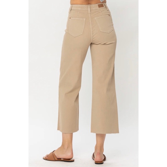 Size 22W Judy Blue High Waist Cropped Raw Hem Wide Leg Jeans Pants - Picture 2 of 6